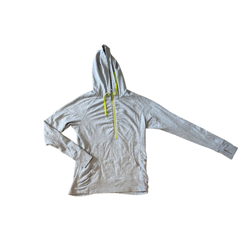 Athleta Gray Half Zip Long Sleeve Hooded Pullover Sweatshirt Women's Size XL 160